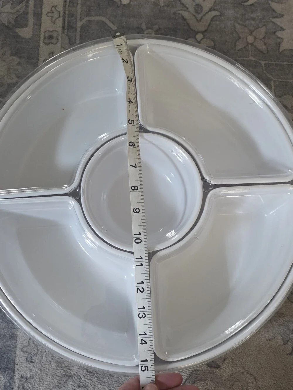 Threshold White Ceramic 5-Section Snack Server with Center Dip Bowl